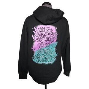 A**holes Live Forever Hoodie Pass Joints Not Judgement Black XL C-46" L-25"